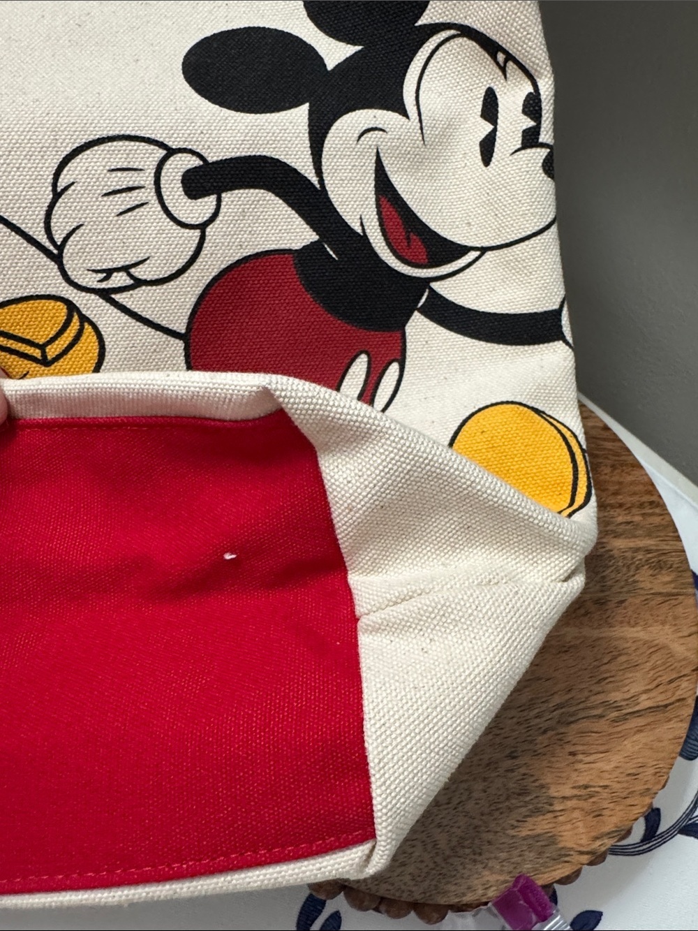 Disney Mickey Canvas Tote Bag - Red Trim, Black & Yellow Accents Bundle #10 - Picture 7 of 9